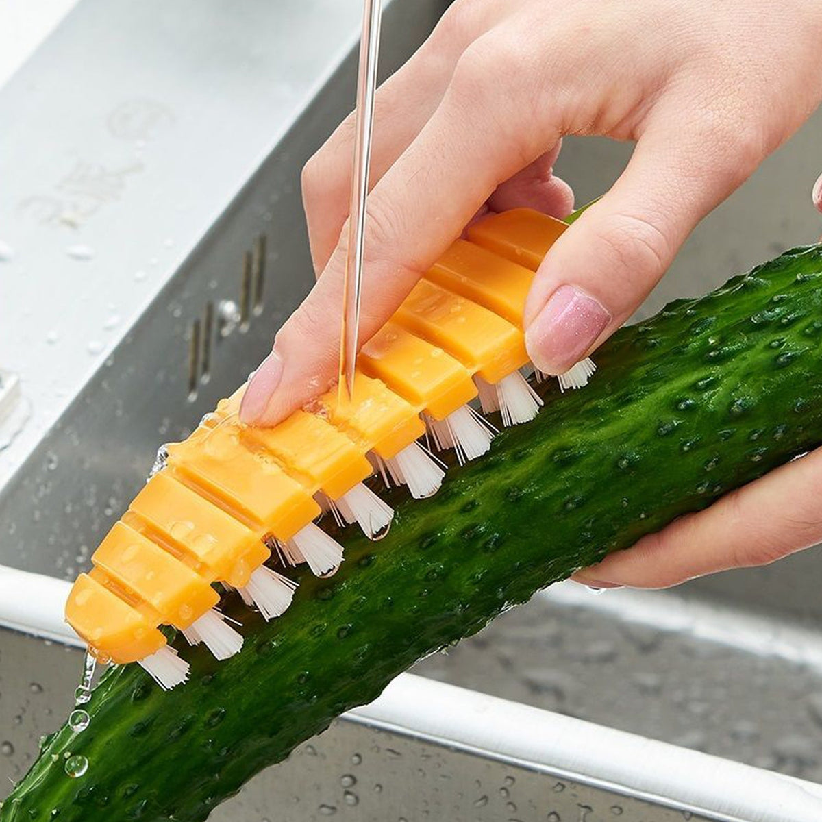Clean Fruits & Vegetables Easily with our Food-Safe "Veggie Scrubber"