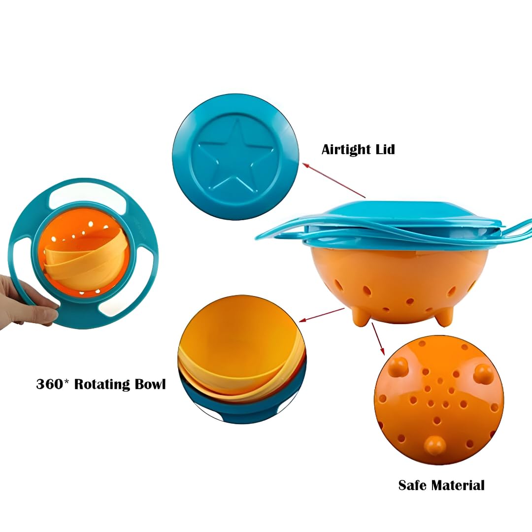 Mess-Free Toddler Feeding Bowl | Fun | 360° Rotating | Anti Spill Bowl