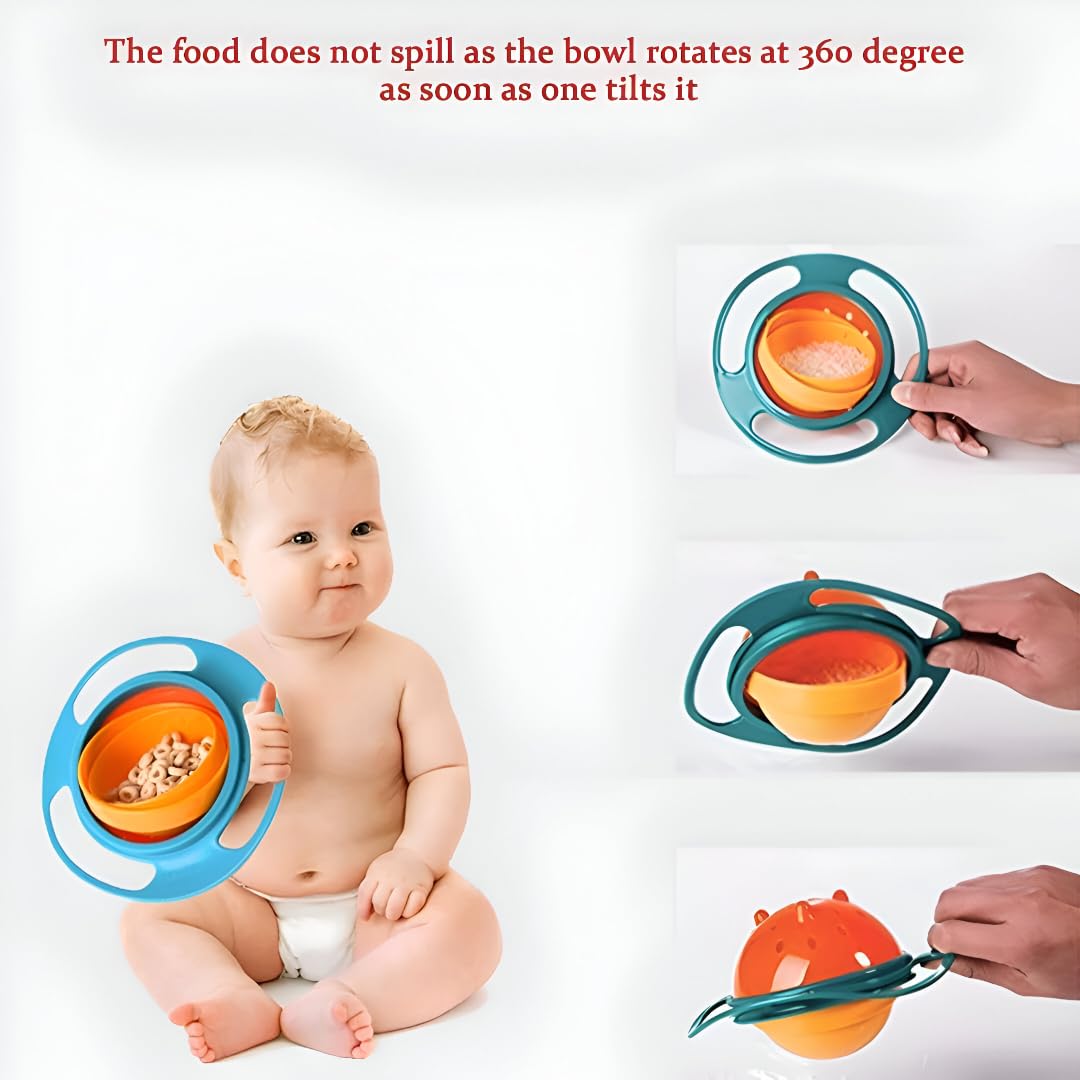 Mess-Free Toddler Feeding Bowl | Fun | 360° Rotating | Anti Spill Bowl